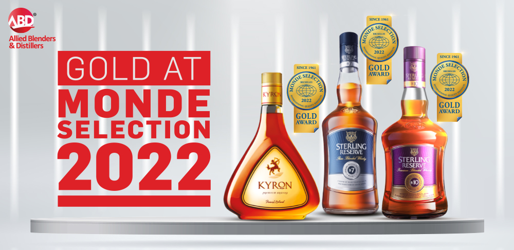 Allied Blenders strikes ‘3 Gold’s’ at the Monde Selection Quality Awards 2022